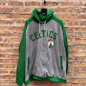 Vintage Boston Celtics G-III Sports by Carl Banks Zip Up Hoodie Green Gray 4XL